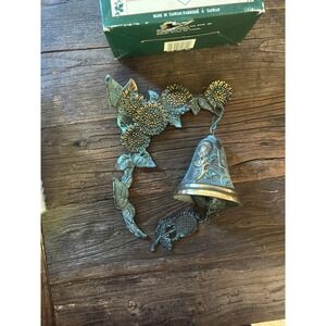 Vintage Kirkland Manor Solid Brass Sunflower Garden Bell Wind Chime Wall Mount